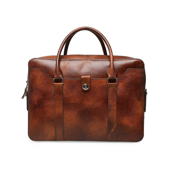 Jessica Genuine Leather Laptop Bag - Brown