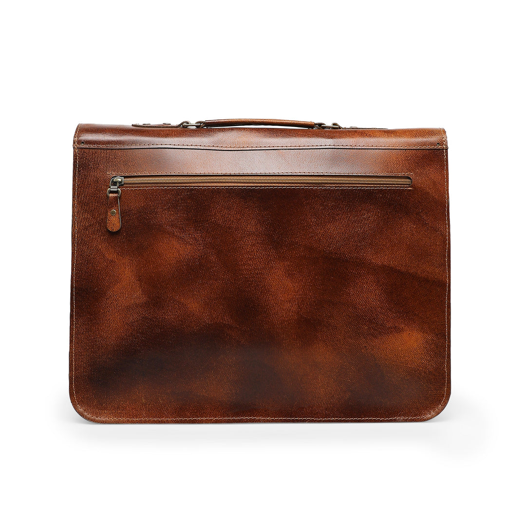 Americo Men's Genuine Leather Laptop Bag - Brown