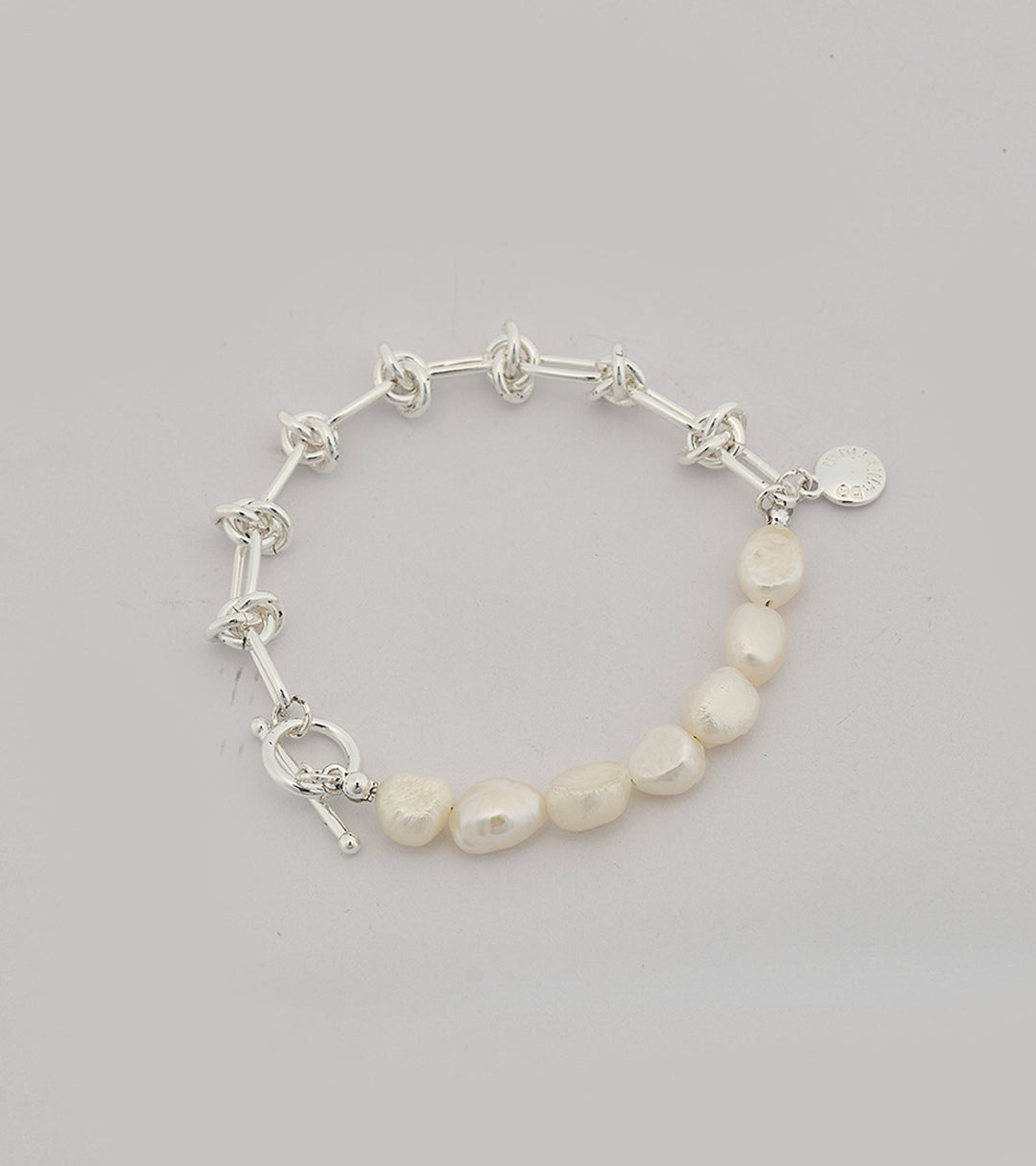 Pearl Chain Sterling Silver Zircon Bracelet