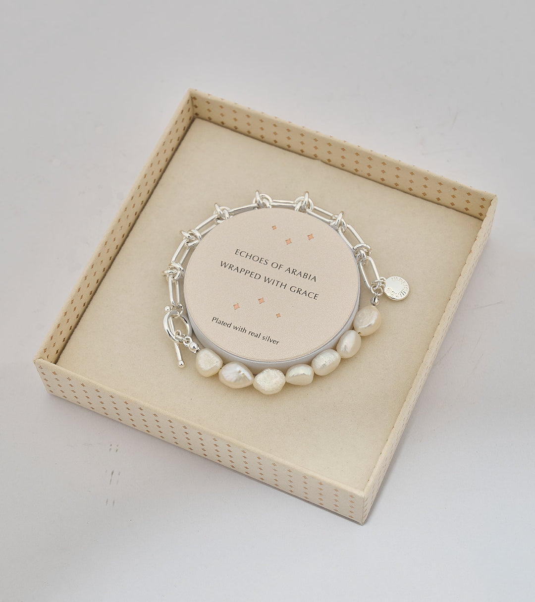 Pearl Chain Sterling Silver Zircon Bracelet