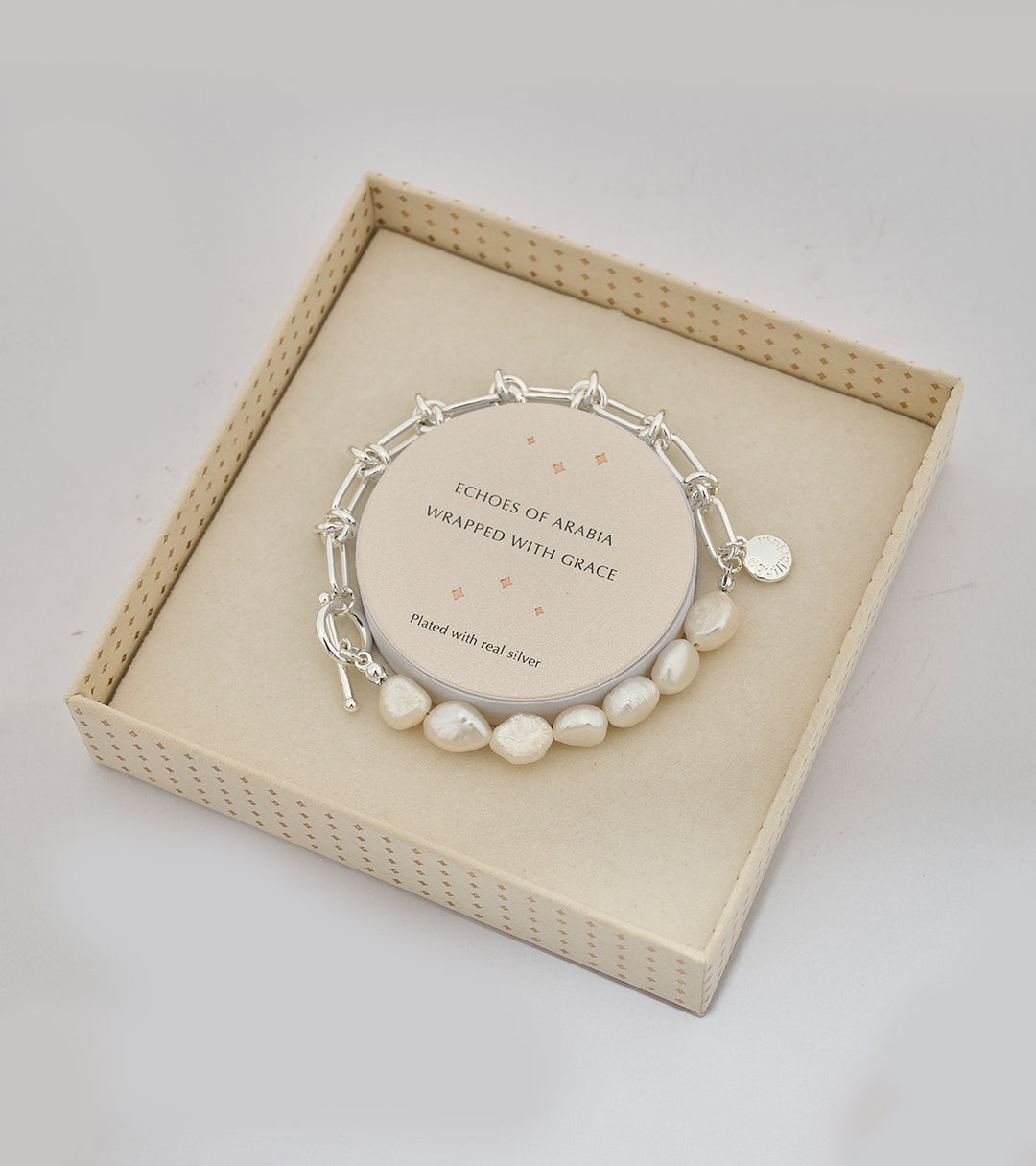 Pearl Chain Sterling Silver Zircon Bracelet