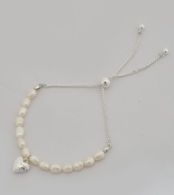 Pearly Sterling Silver Zircon Bracelet