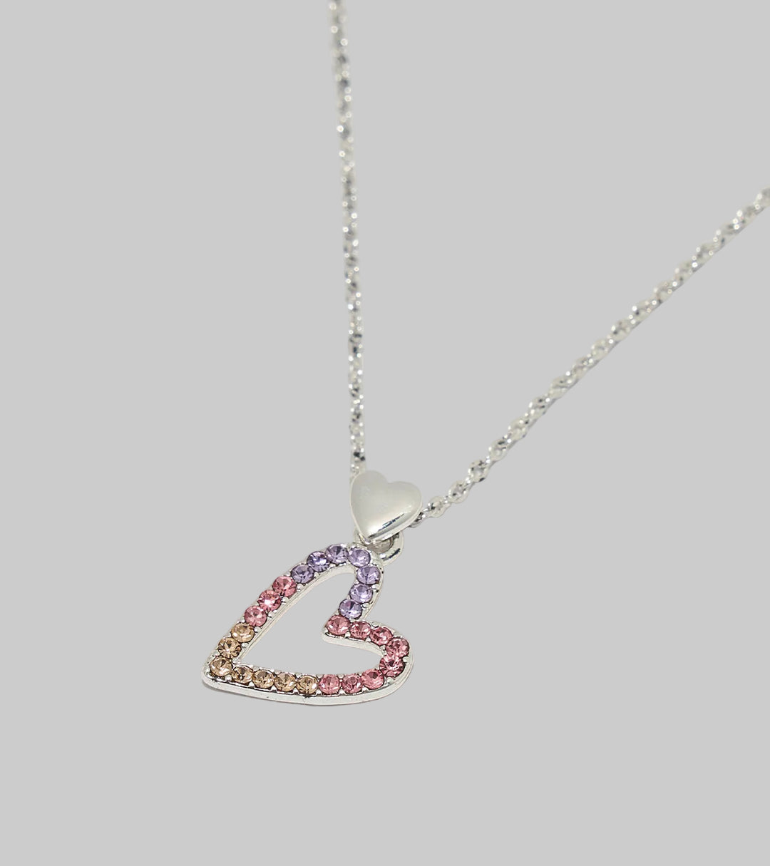 Qaws Heart Sterling Silver Zircon Necklace