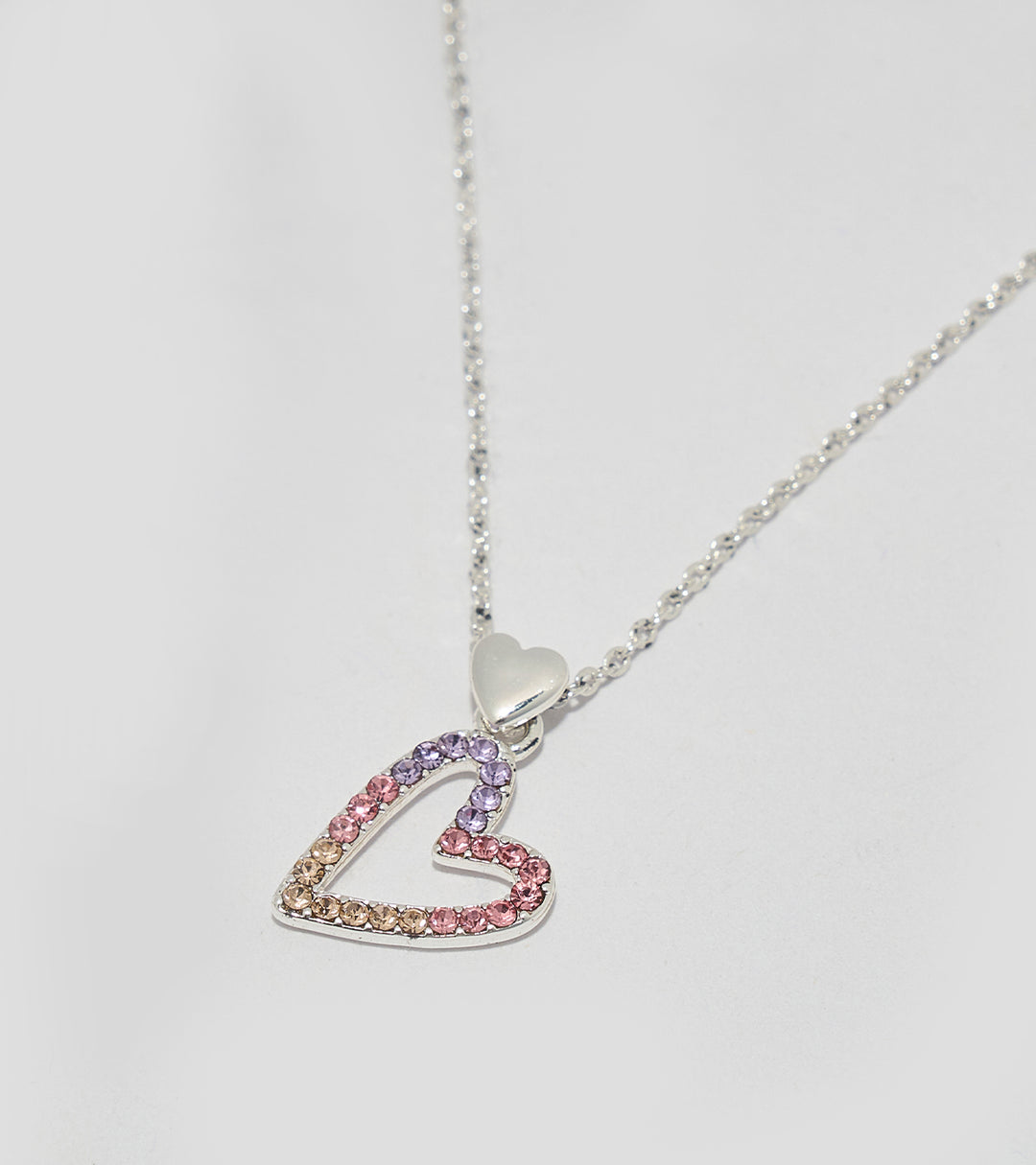 Qaws Heart Sterling Silver Zircon Necklace