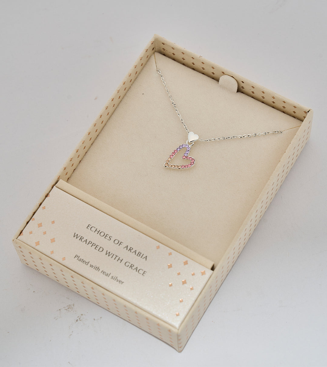 Qaws Heart Sterling Silver Zircon Necklace
