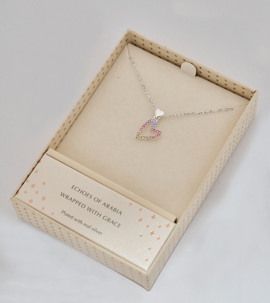 Qaws Heart Sterling Silver Zircon Necklace