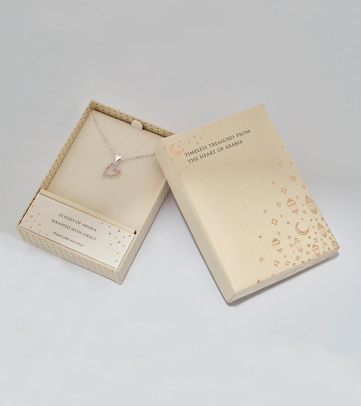 Qaws Heart Sterling Silver Zircon Necklace