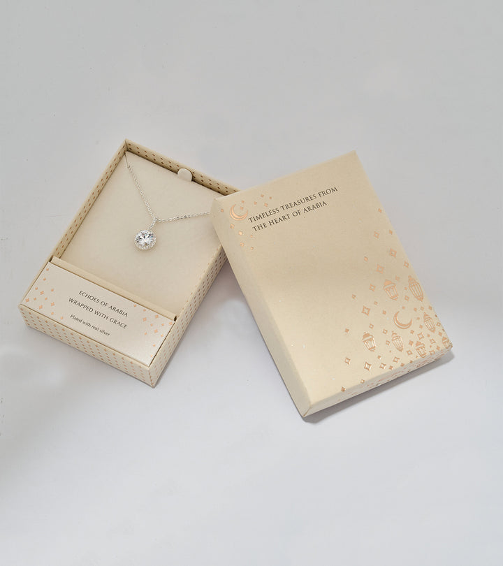 Solitaire Sterling Silver Zircon Necklace