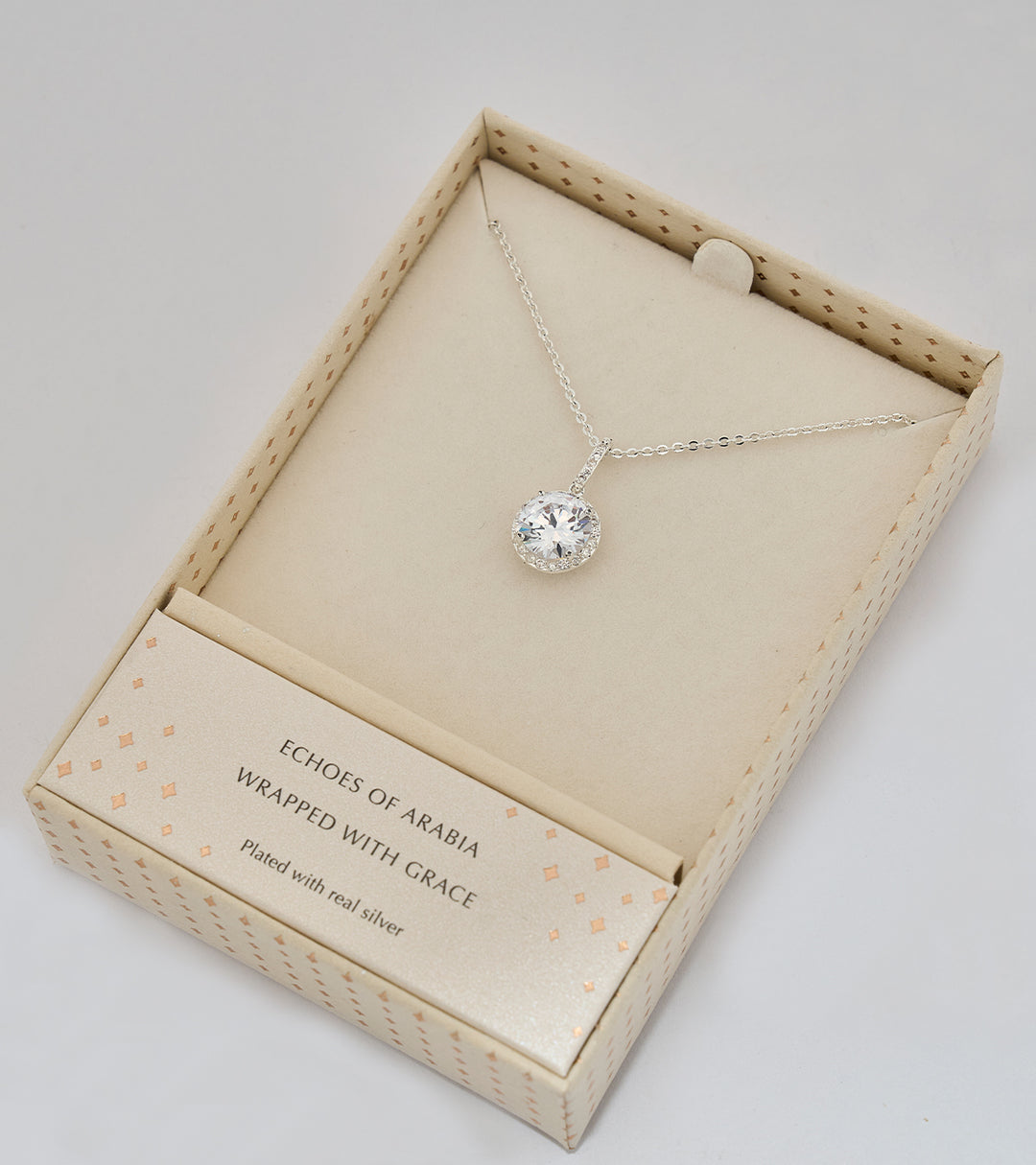Solitaire Sterling Silver Zircon Necklace