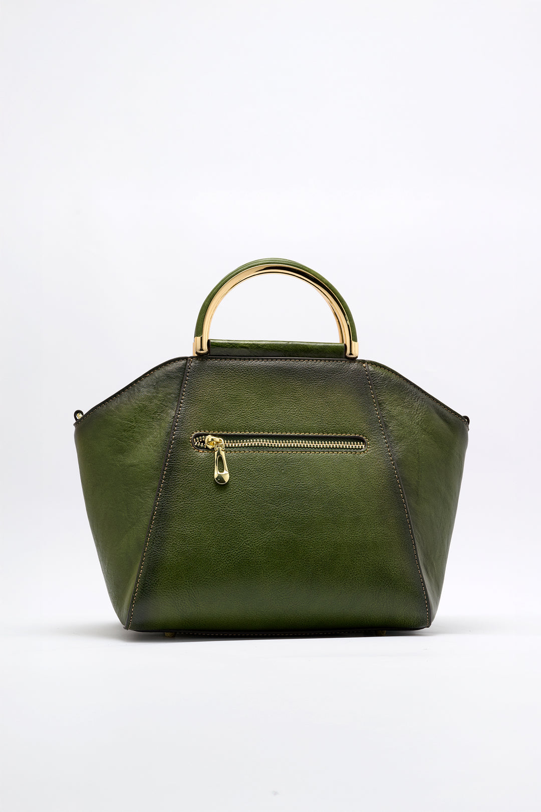 Trapez Women's Genuine Leather Handbag - Emerald