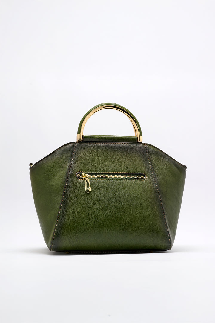 Trapez Women's Genuine Leather Handbag - Emerald