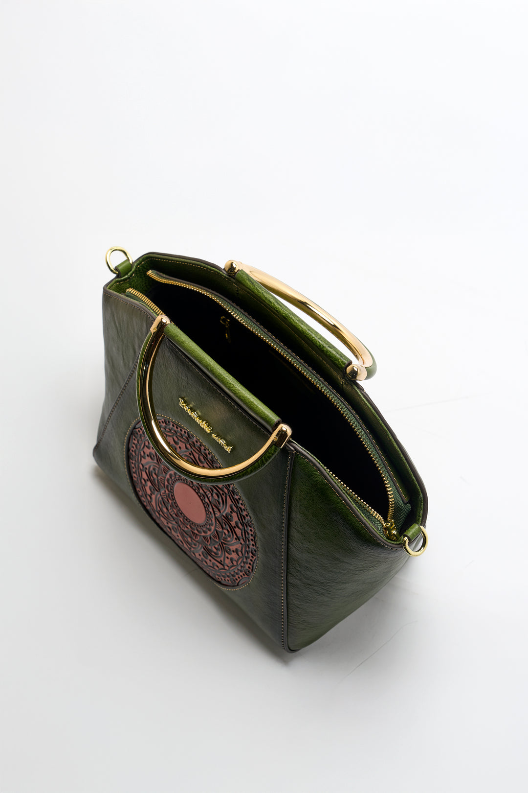 Trapez Women's Genuine Leather Handbag - Emerald