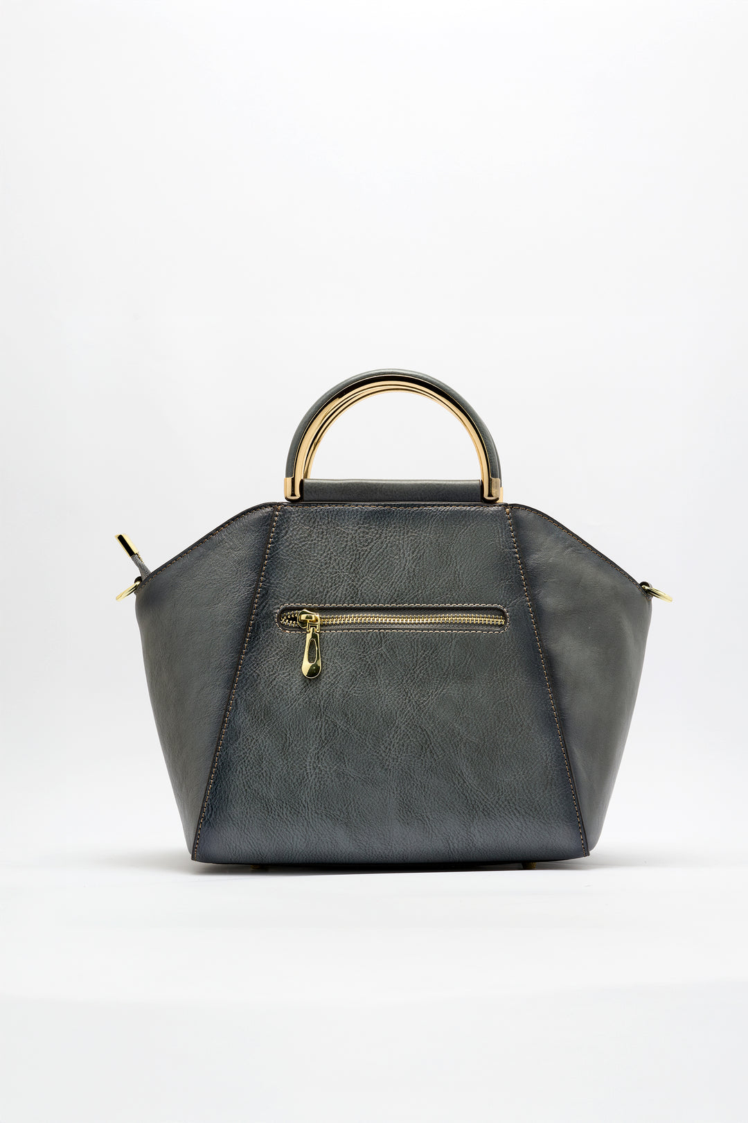 Trapez Women's Genuine Leather Handbag - Grey