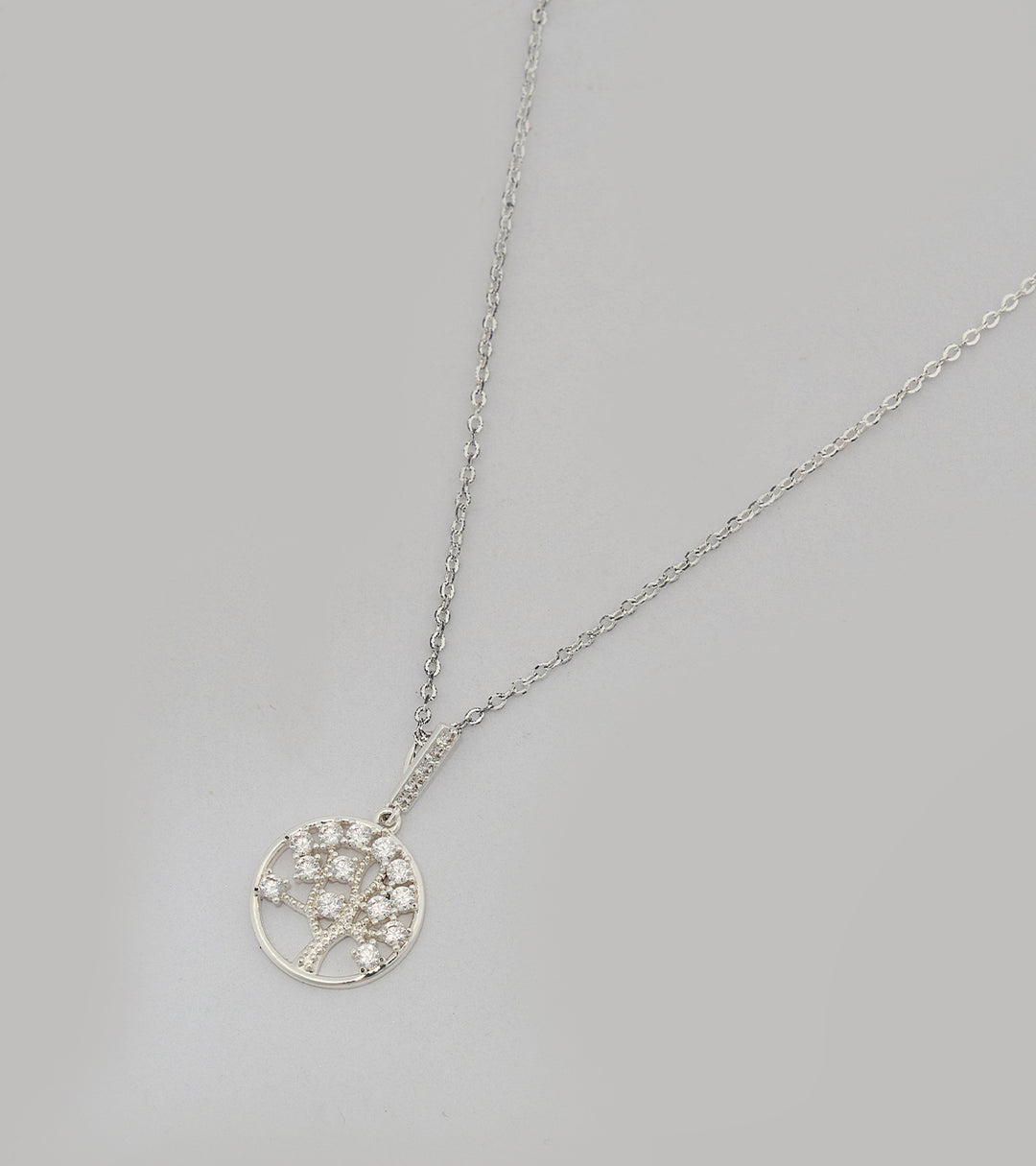 Tree of Life Sterling Silver Zircon Necklace
