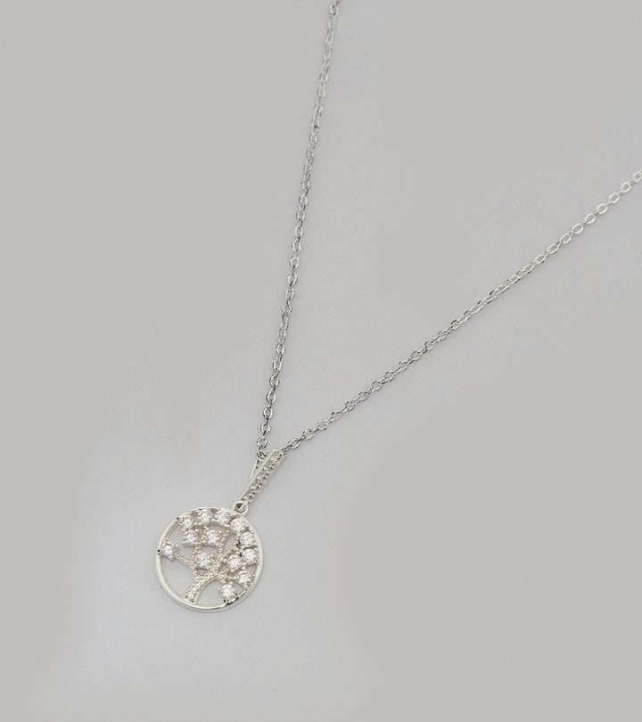 Tree of Life Sterling Silver Zircon Necklace