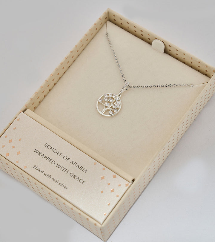 Tree of Life Sterling Silver Zircon Necklace