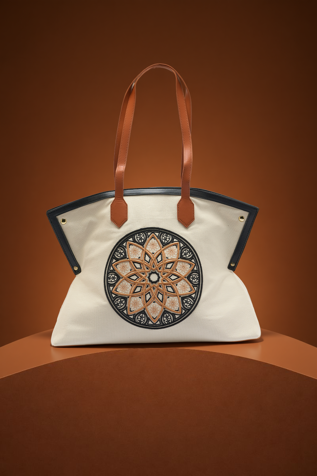 The Chandelier Statement Tote – Ivory, Tan & Black