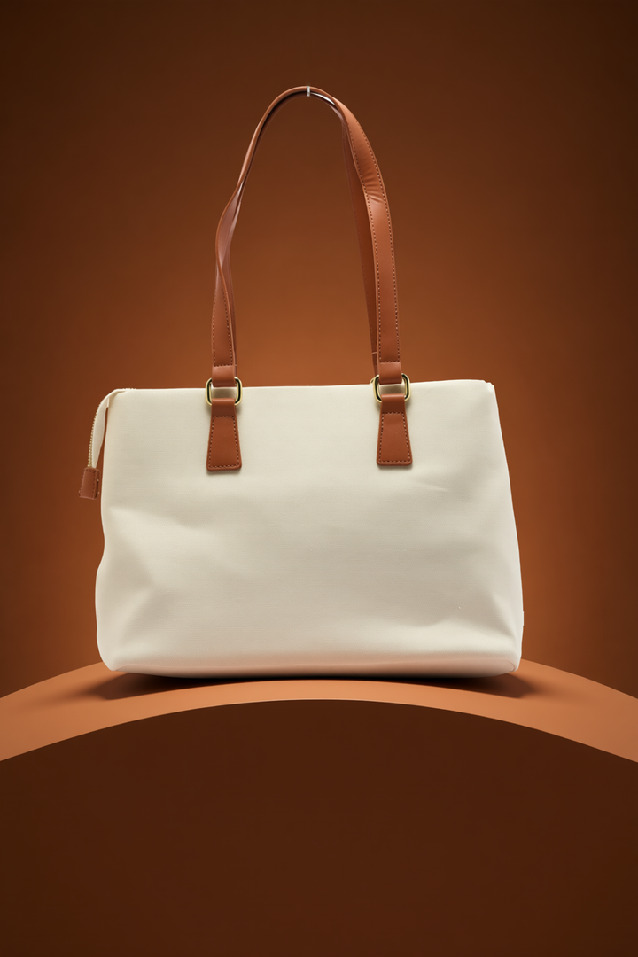 The Chandelier Everyday Tote – Ivory, Tan & Black