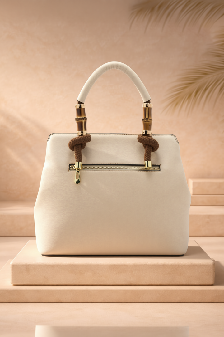 Laila Women's Genuine Leather Handbag - Ivory