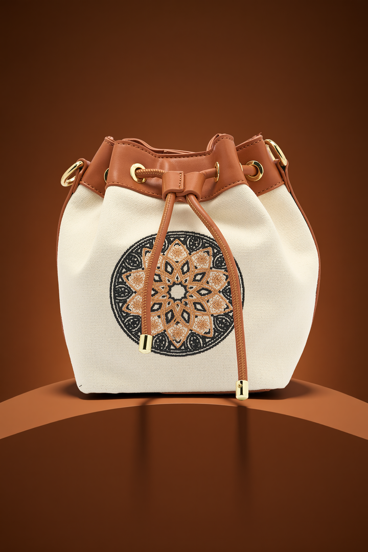 The Chandelier Bucket Bag – Ivory & Tan