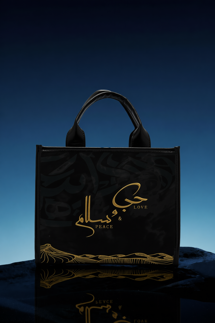 Love & Peace Mini Tote Bag – Black
