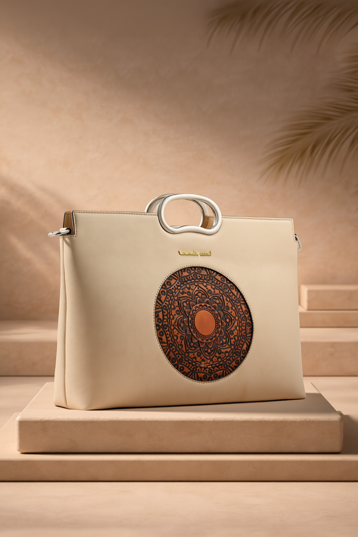 Sassy Women's Genuine Leather Handbag - Ivory