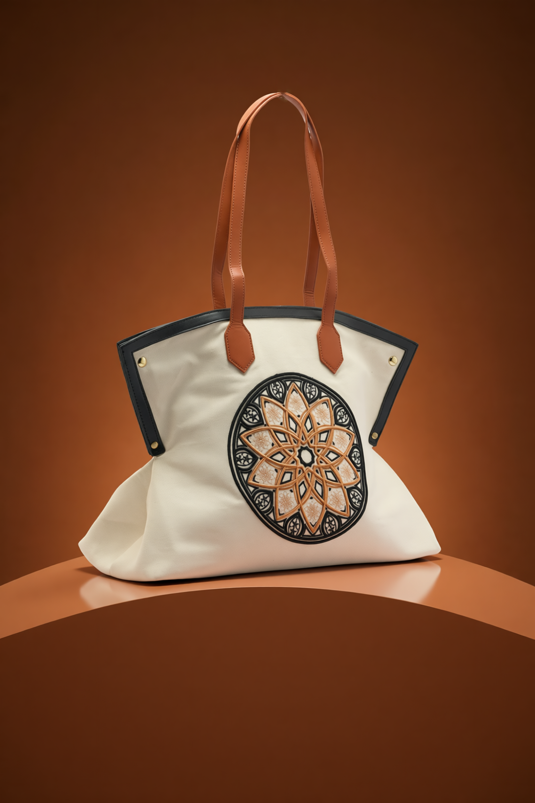 The Chandelier Statement Tote – Ivory, Tan & Black