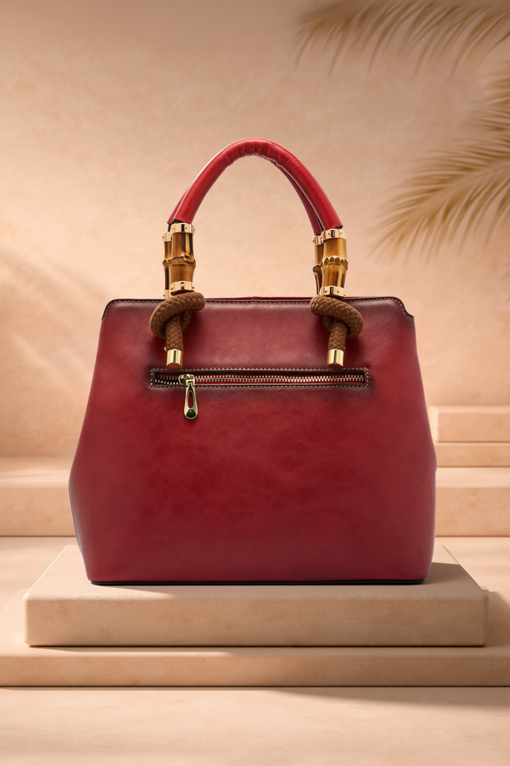 Laila Women's Genuine Leather Handbag - Crimson