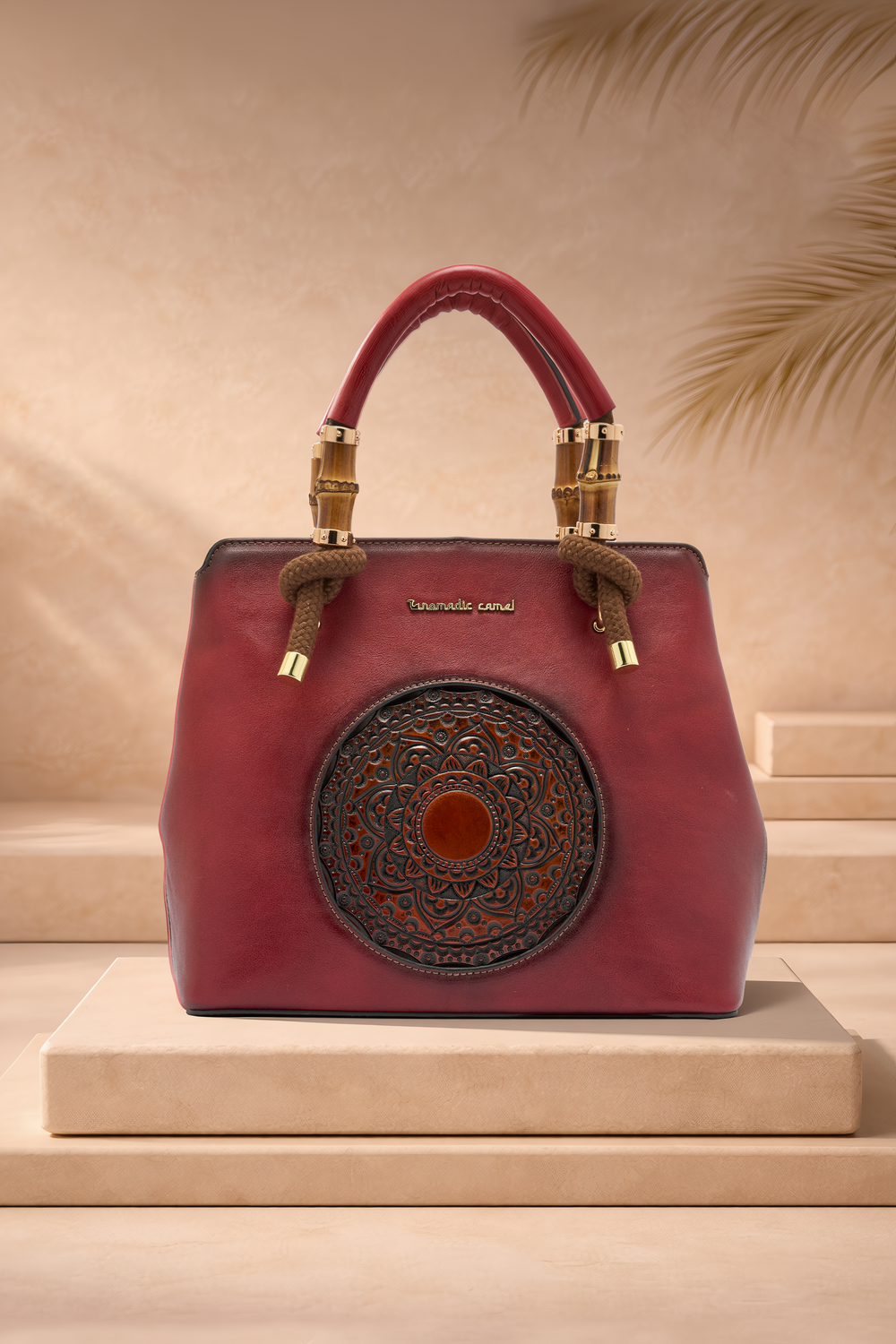 Laila Women's Genuine Leather Handbag - Crimson
