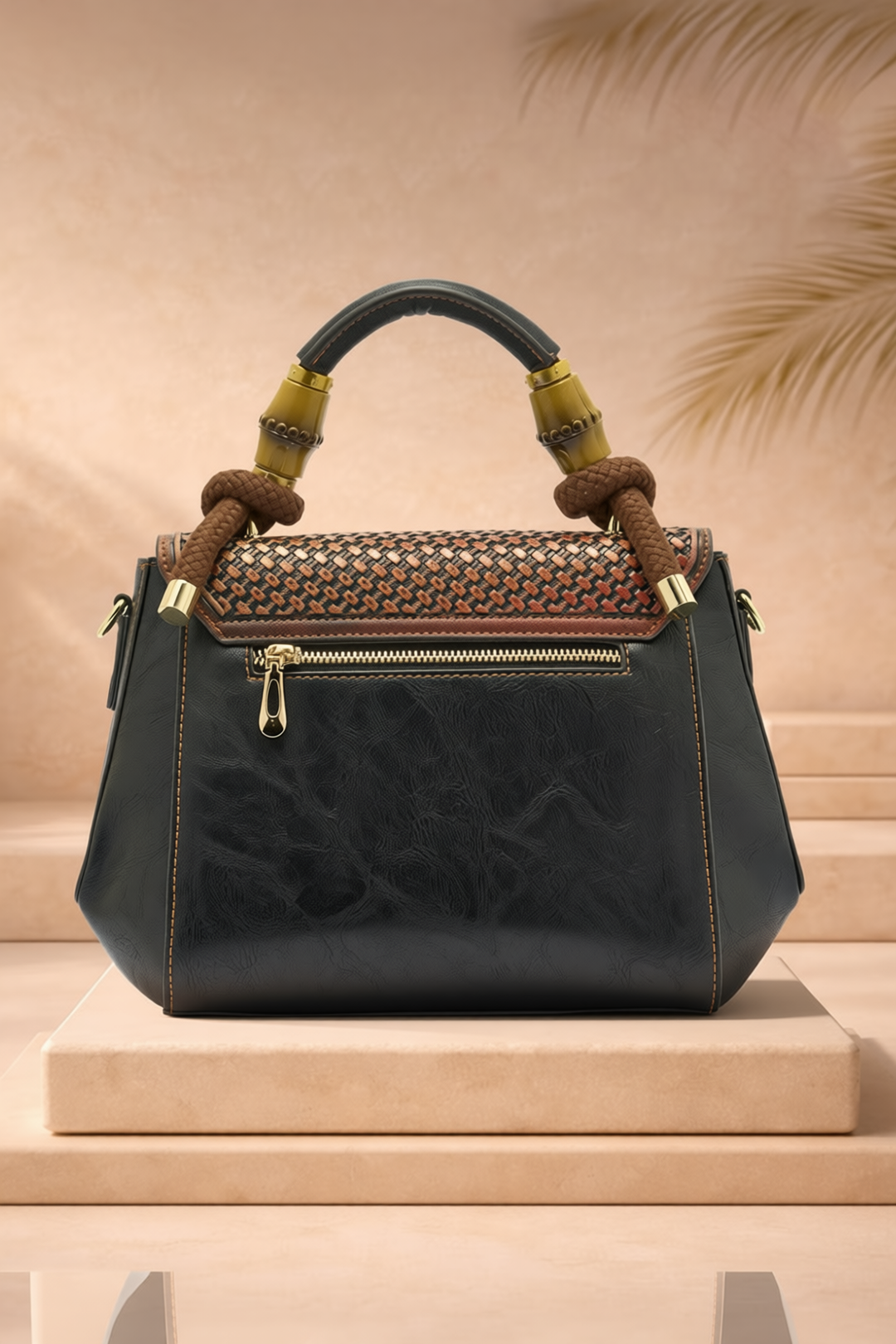 Aura Women's Genuine Leather Handbag - Black
