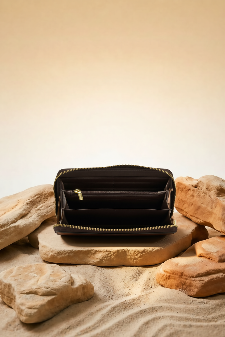 Embossed Women's Genuine Leather Clutch - Ivory