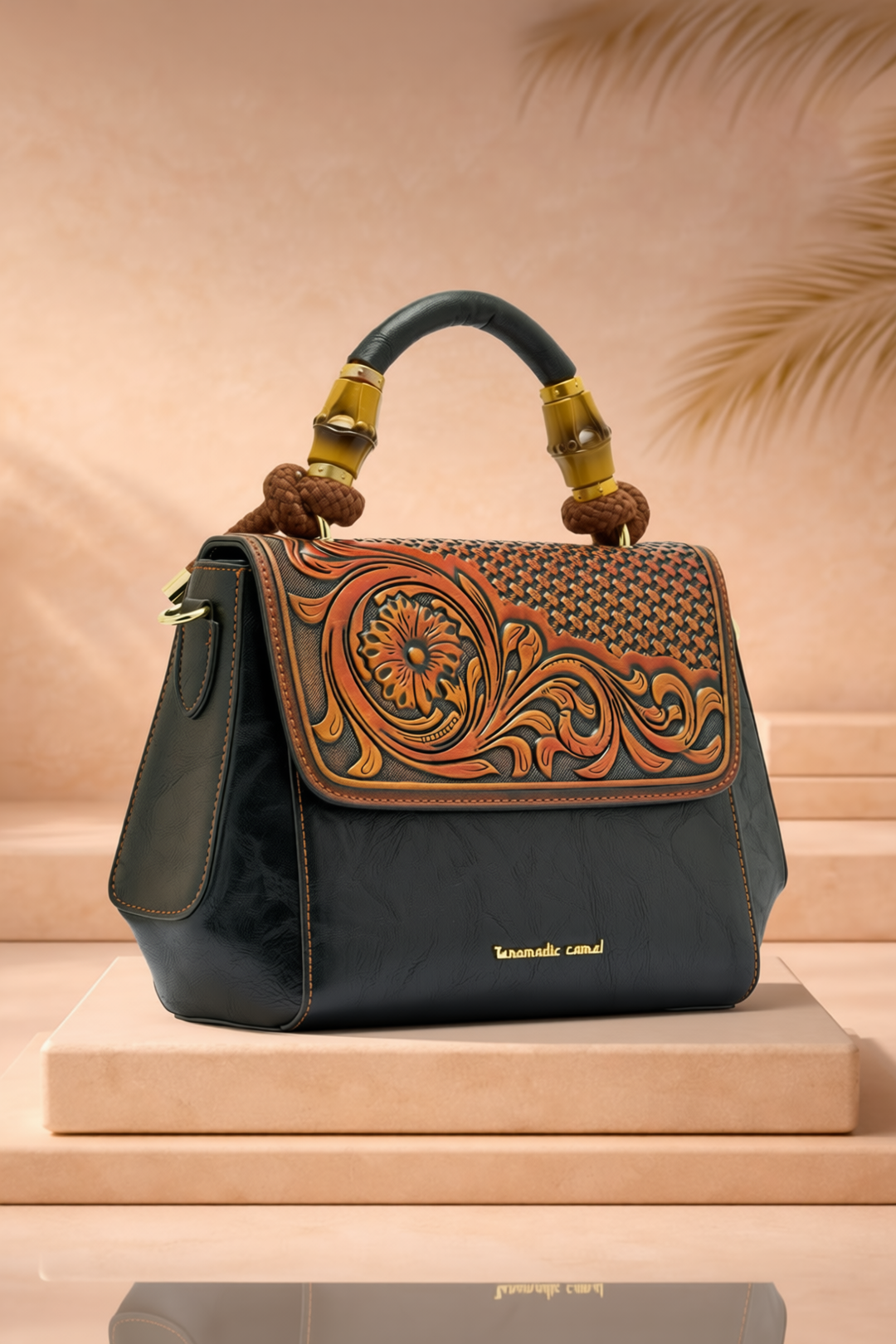 Aura Women's Genuine Leather Handbag - Black