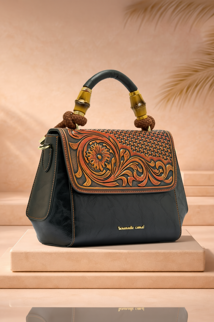 Aura Women's Genuine Leather Handbag - Black