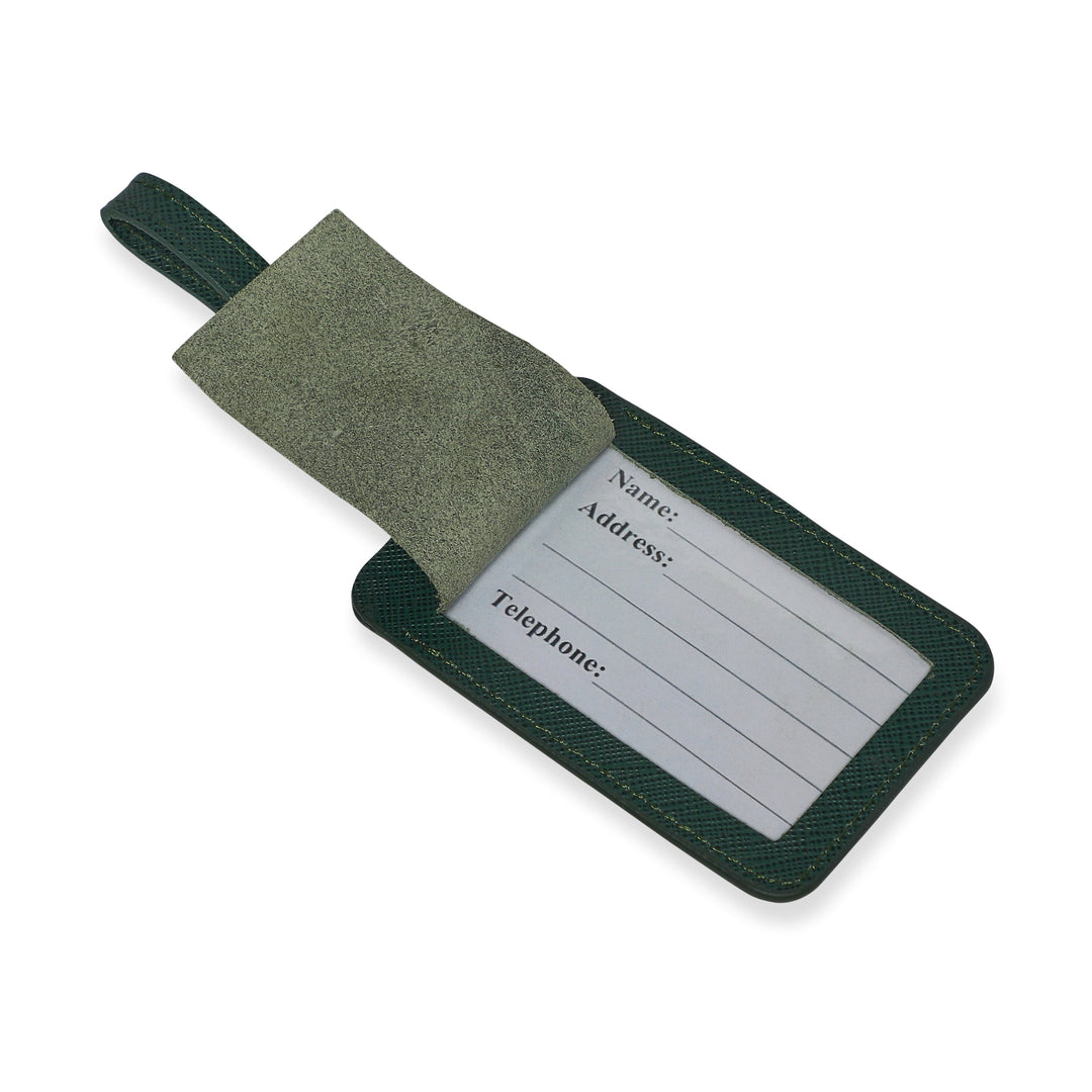 Explore Genuine Leather Luggage Tag - Bottle Green