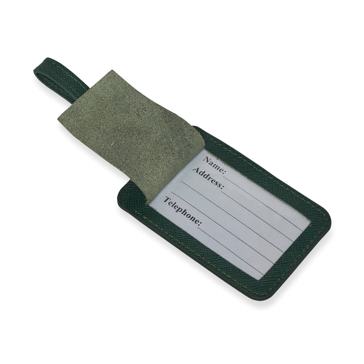 Explore Genuine Leather Luggage Tag - Bottle Green