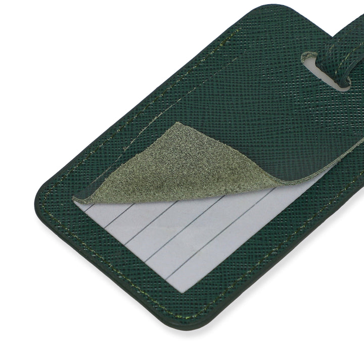Explore Genuine Leather Luggage Tag - Bottle Green