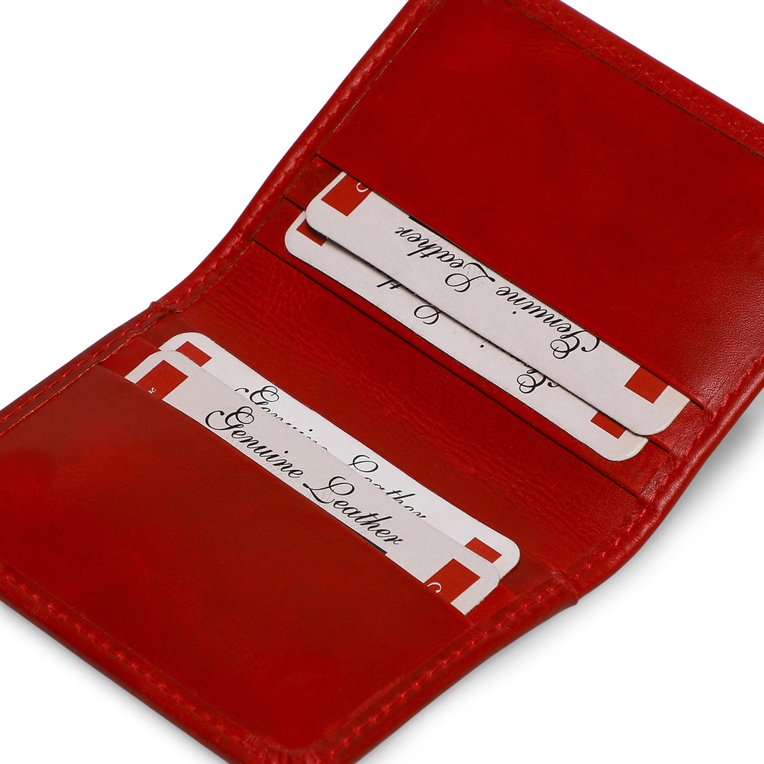 Ninja Genuine Leather Card Holder - Crimson Red