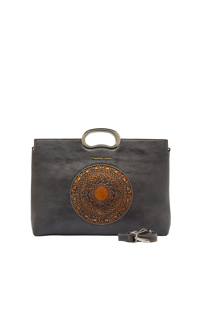 Sassy Women's Genuine Leather Handbag - Grey