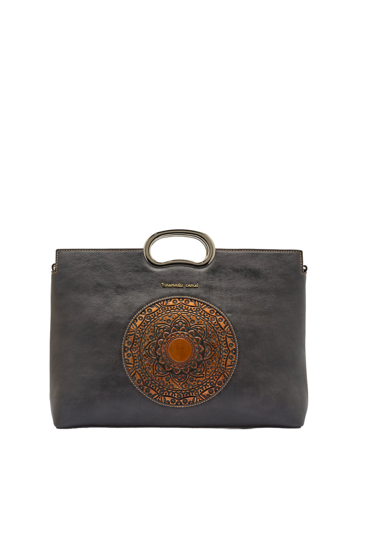 Sassy Women's Genuine Leather Handbag - Grey