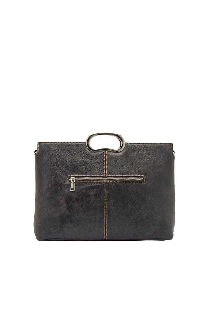 Sassy Women's Genuine Leather Handbag - Grey