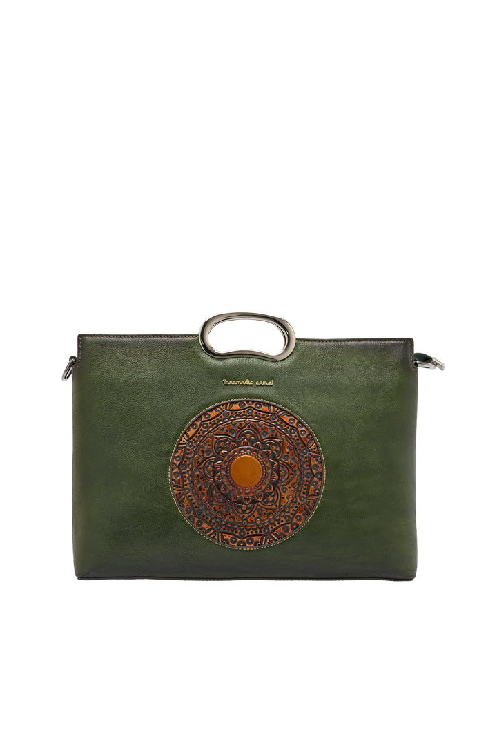 Sassy Women's Genuine Leather Handbag - Emerald