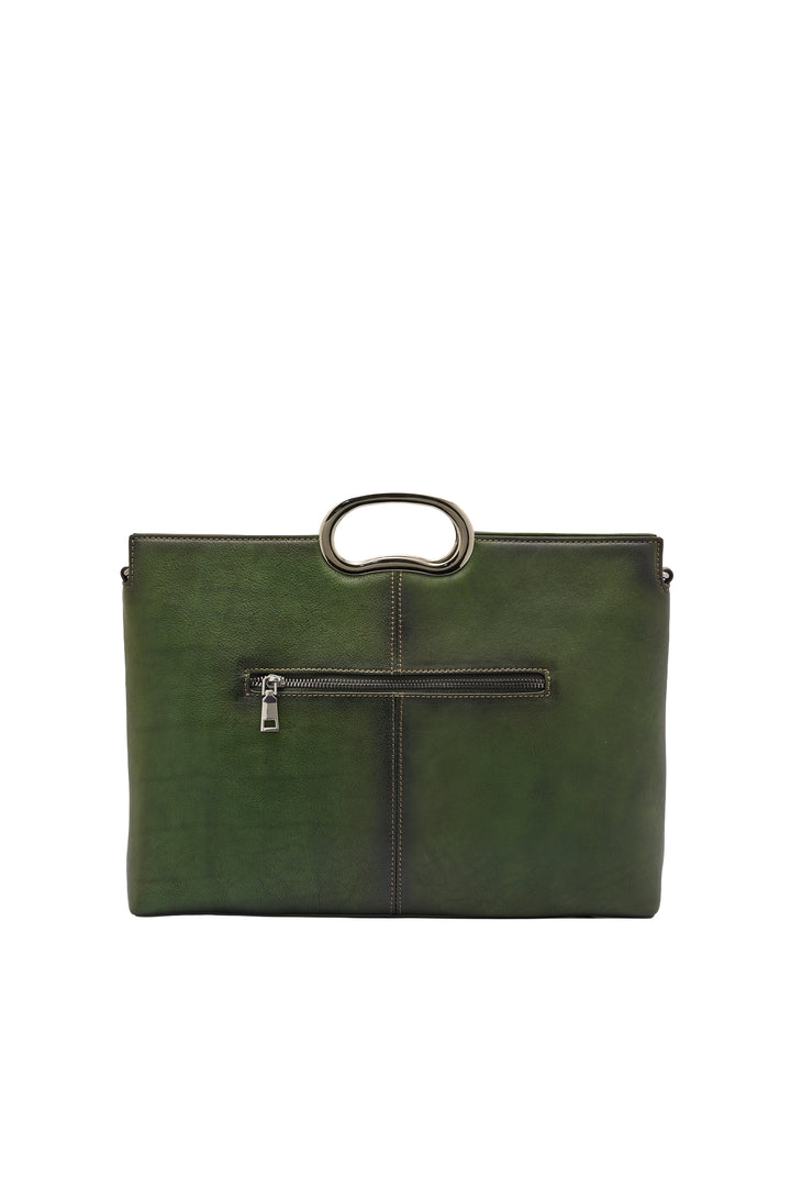 Sassy Women's Genuine Leather Handbag - Emerald