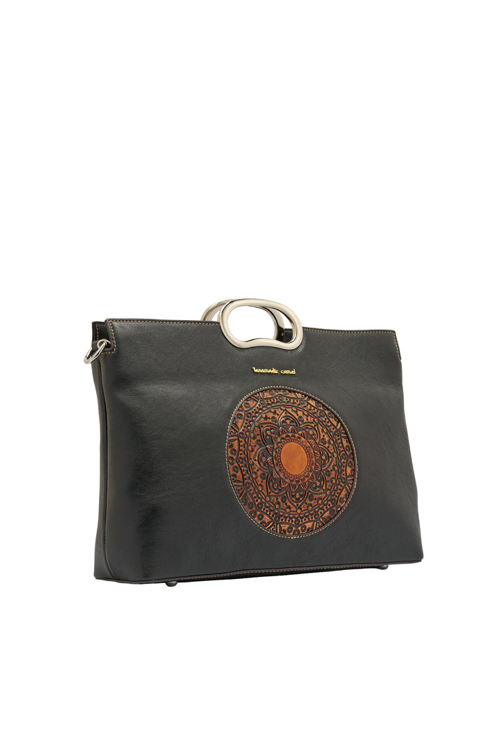 Sassy Women's Genuine Leather Handbag - Black