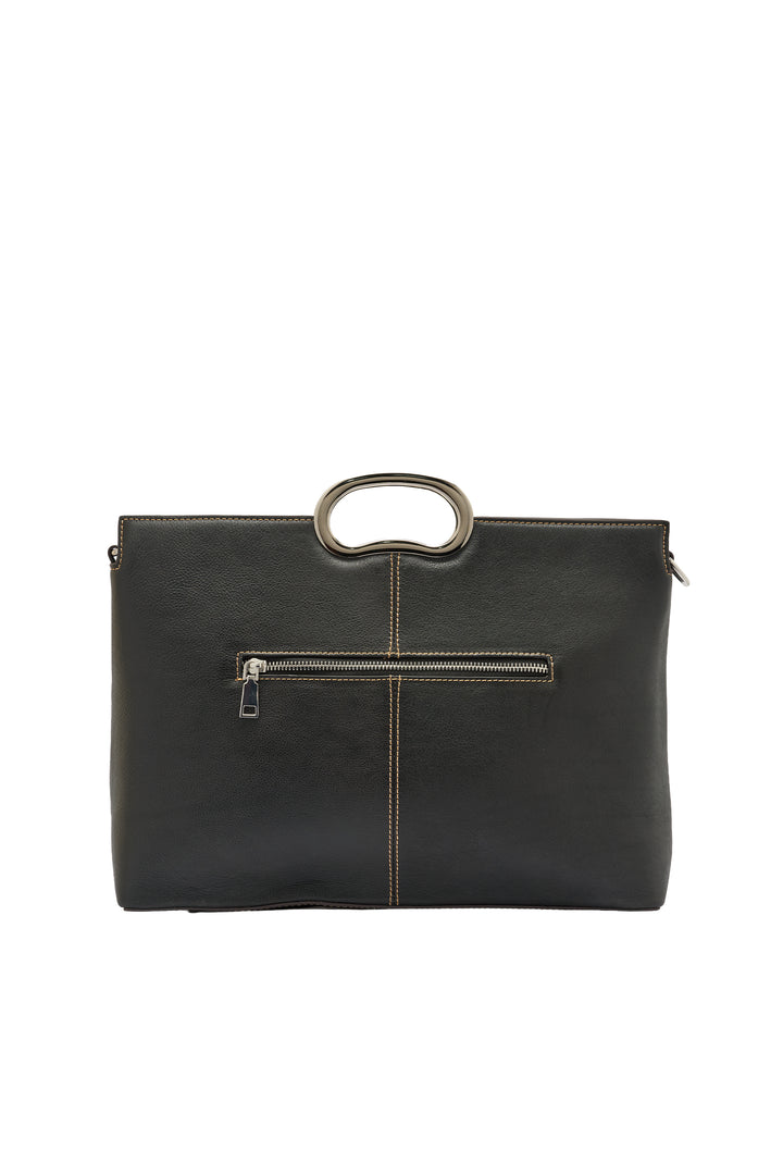 Sassy Women's Genuine Leather Handbag - Black