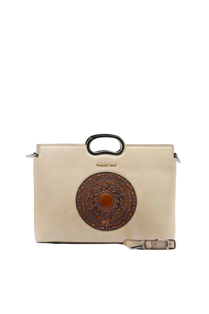 Sassy Women's Genuine Leather Handbag - Ivory
