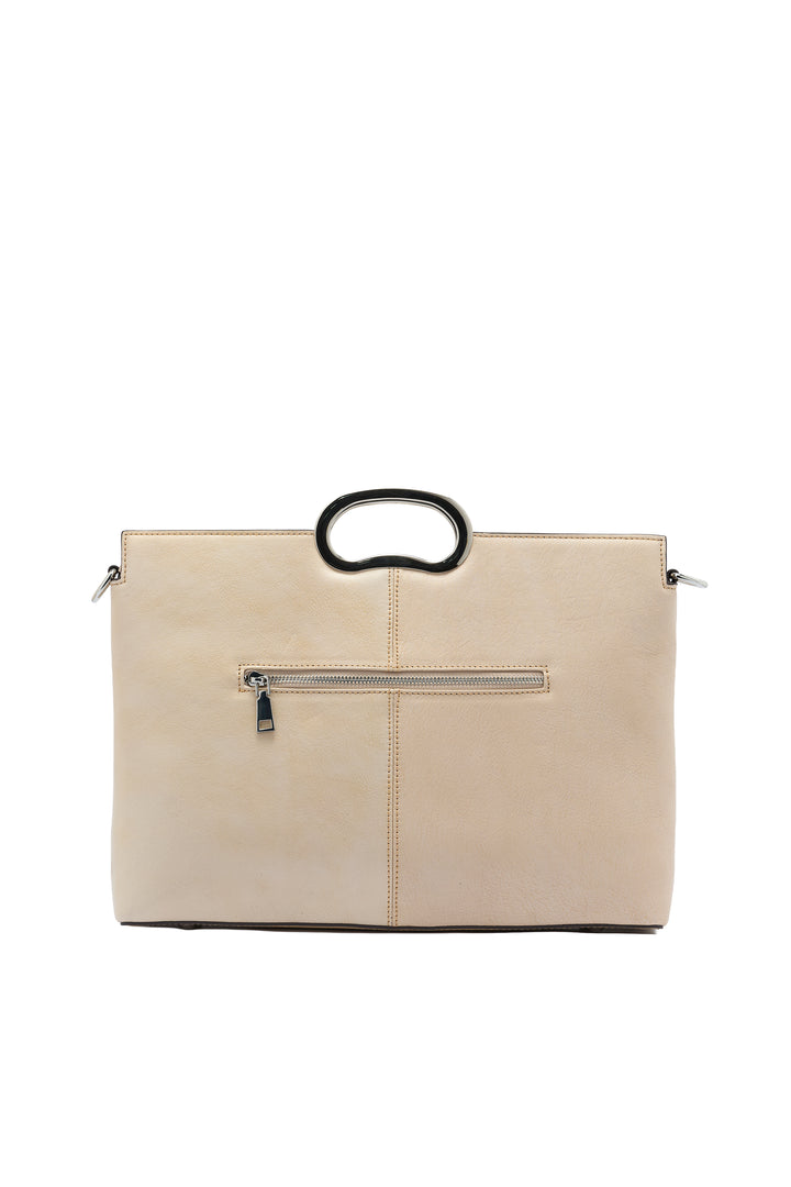 Sassy Women's Genuine Leather Handbag - Ivory
