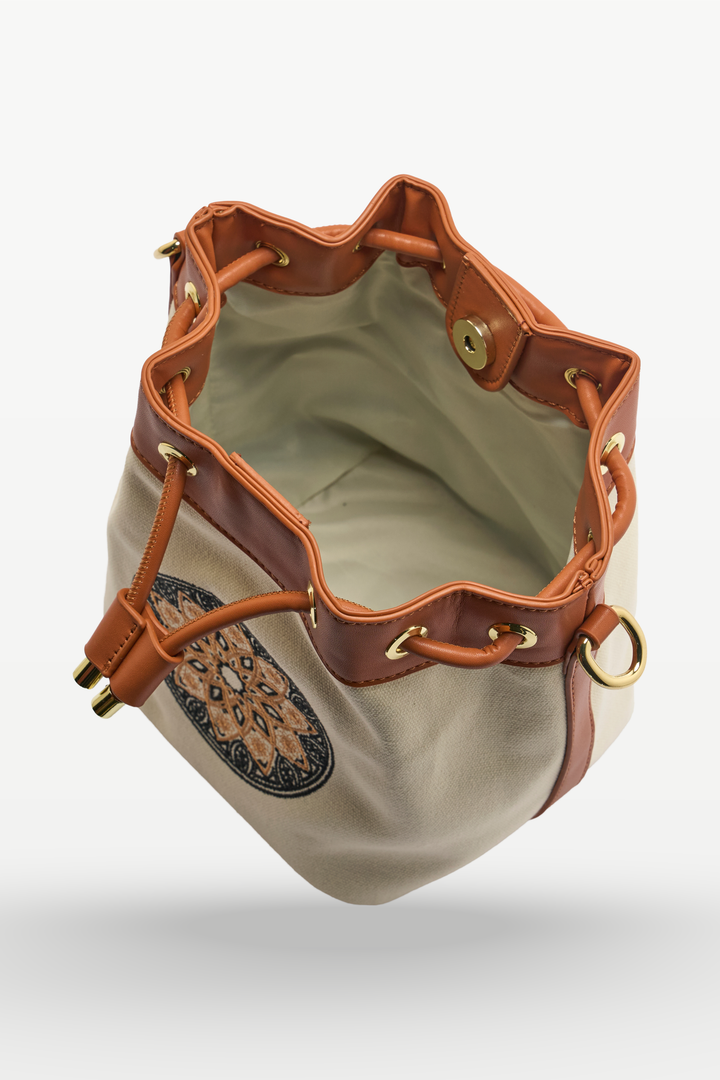 The Chandelier Bucket Bag – Ivory & Tan