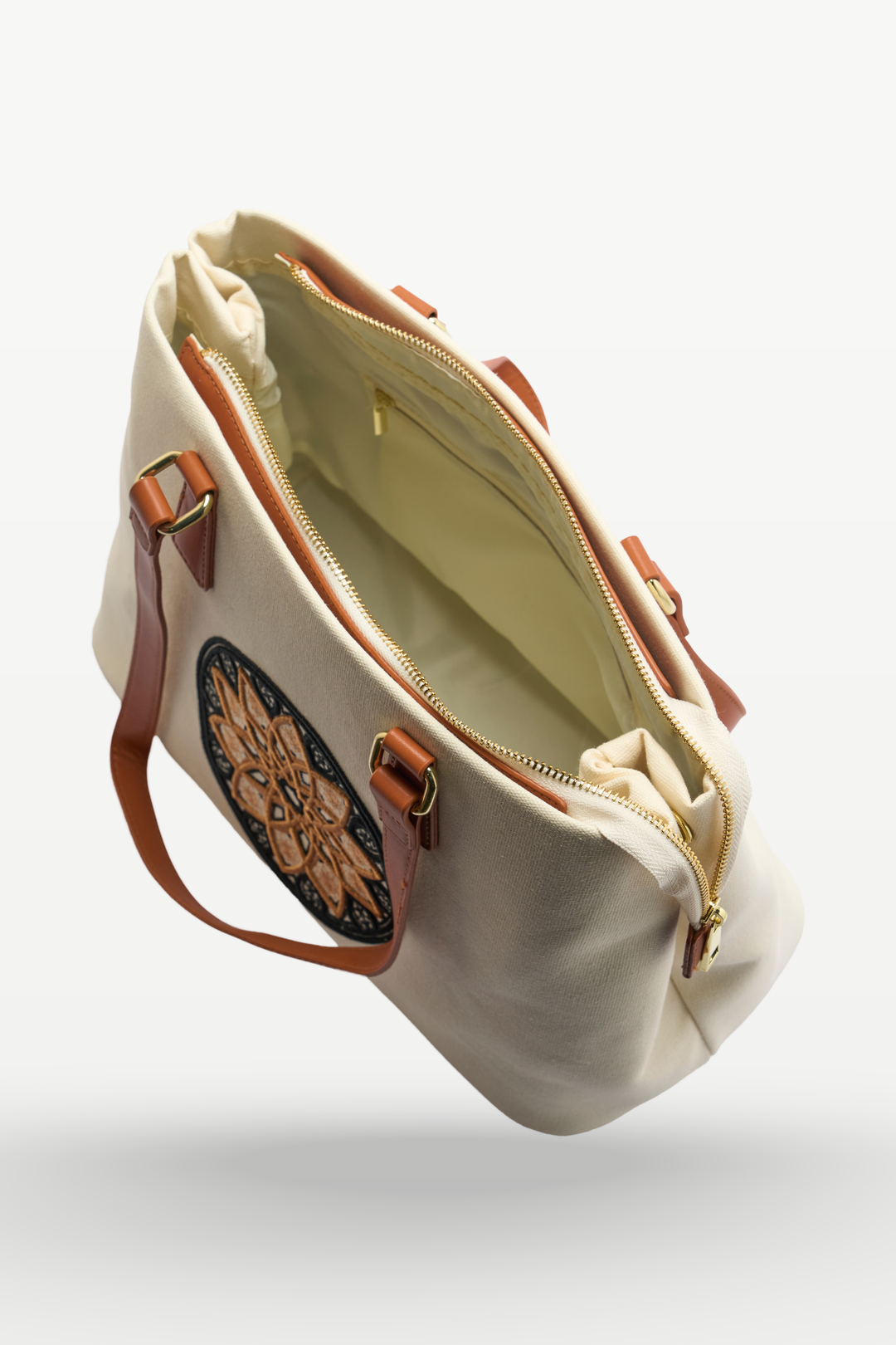 The Chandelier Everyday Tote – Ivory, Tan & Black