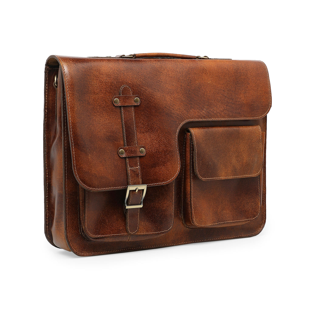 Camel leather sales briefcase